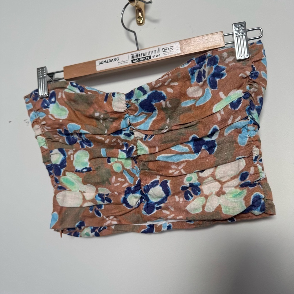 Wilfred linen blend Floral Strapless Top aritzia 2 - Picture 5 of 7